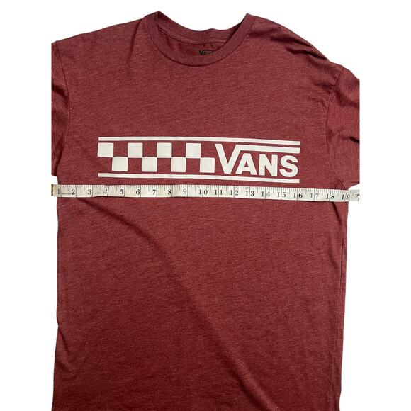 Vans Long Sleeve T-Shirt Maroon Heather Checkerboard Logo Off The Wall Medium - Picture 10 of 11